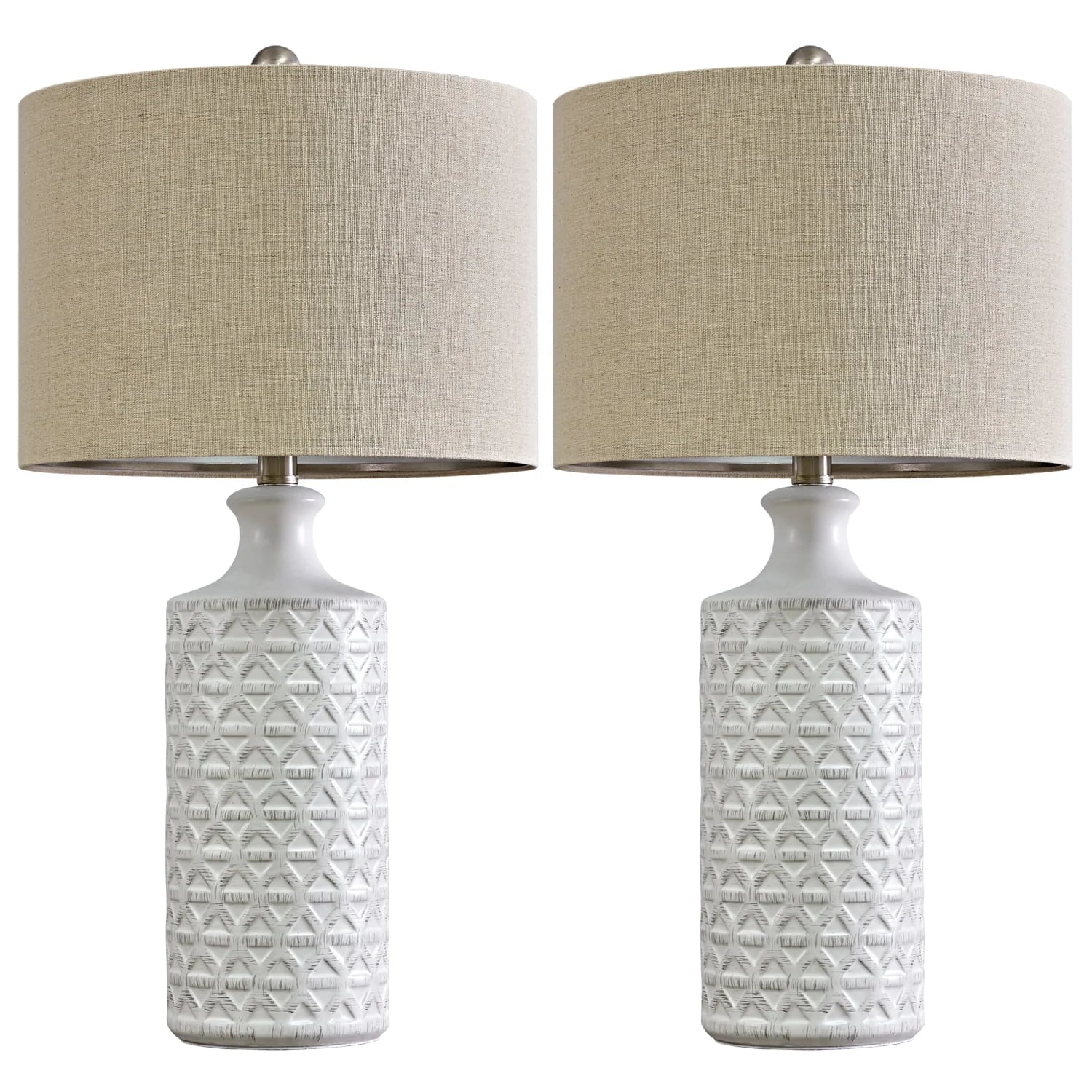 Oneach Ceramic Table Lamps for Living Room 24.75" Modern Farmhouse Bedside Nightstand Lamp Set of 2 for Bedroom