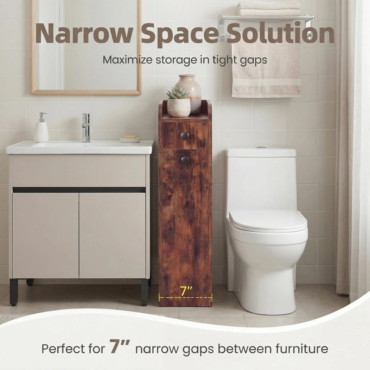 Tangkula Slim Bathroom Storage Cabinet