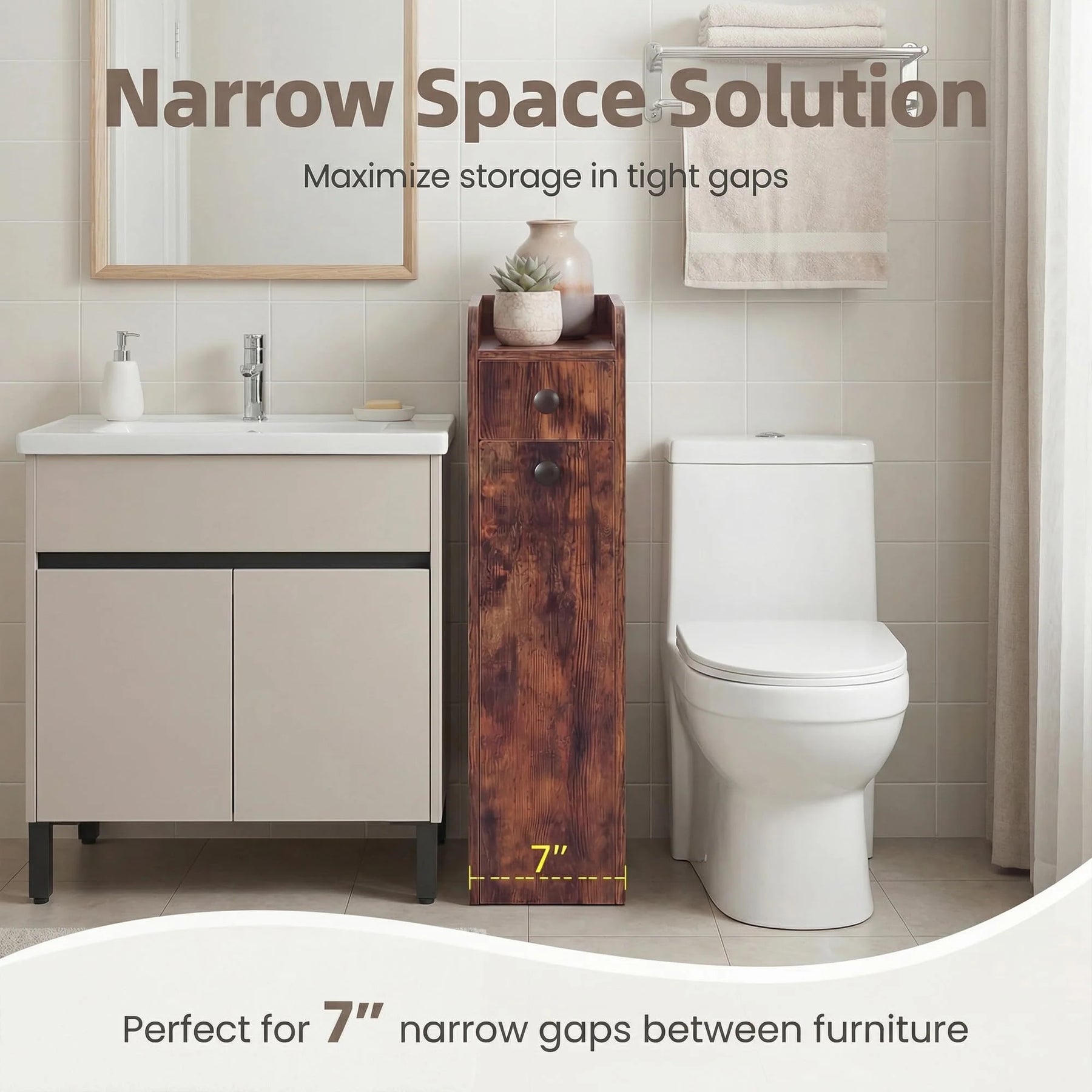 Tangkula Slim Bathroom Storage Cabinet