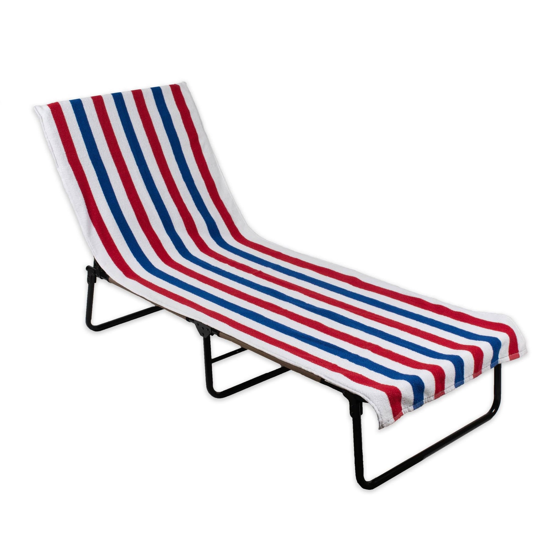 J&M Pink Stripe Lounge Chair Beach Towel with Top Fitted Pocket 26x82