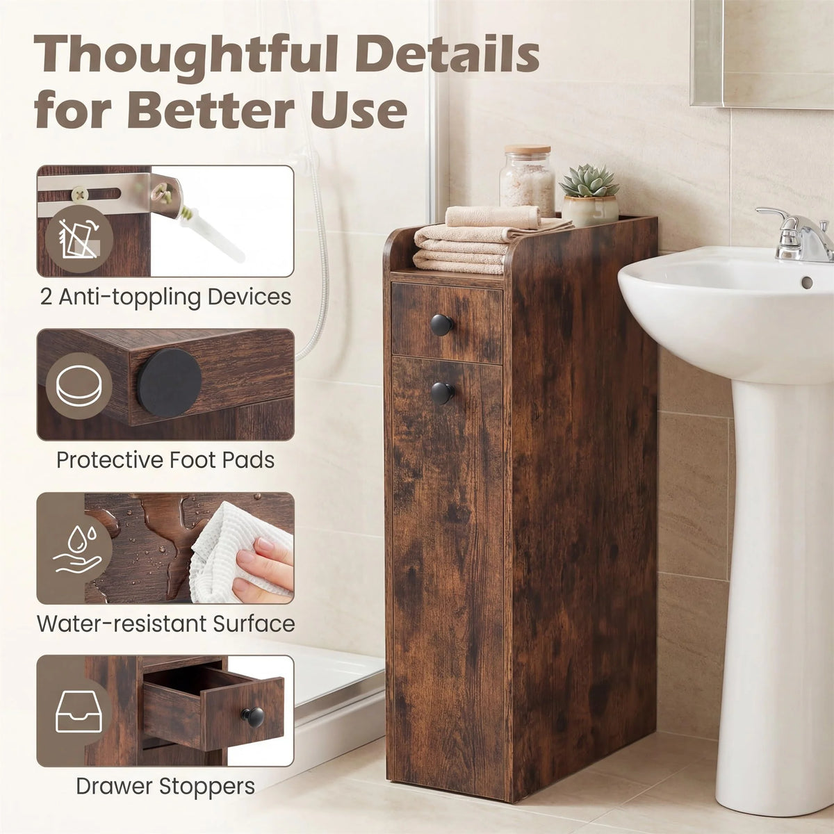 Tangkula Slim Bathroom Storage Cabinet