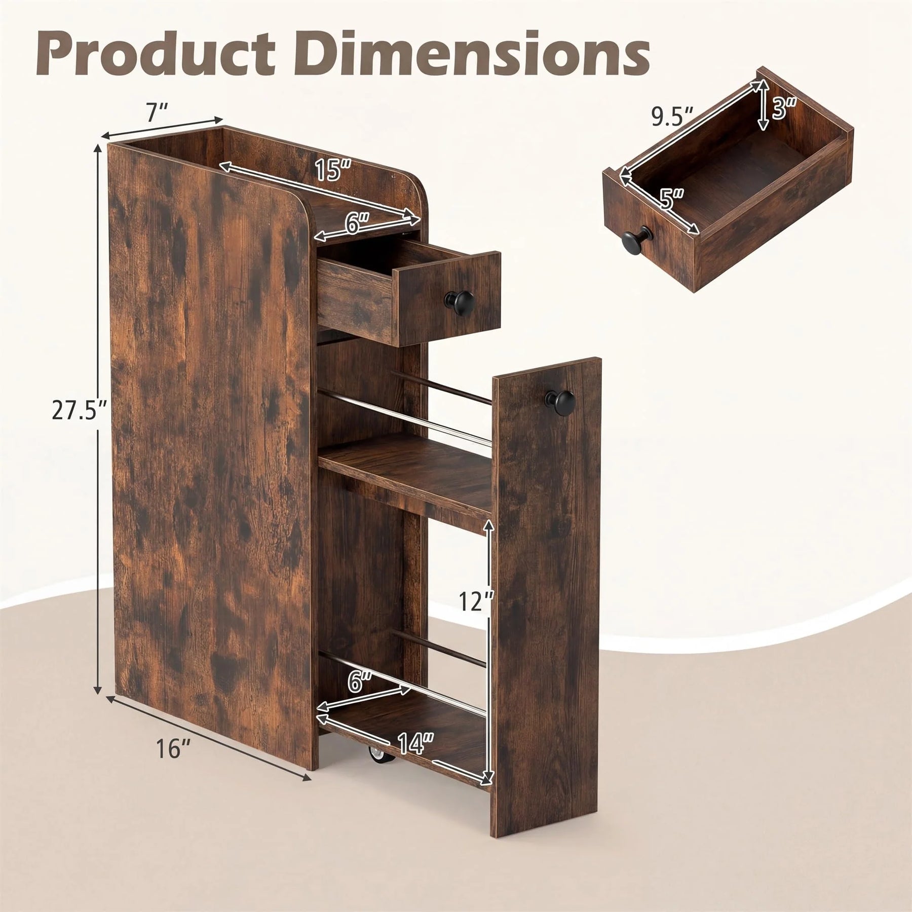 Tangkula Slim Bathroom Storage Cabinet