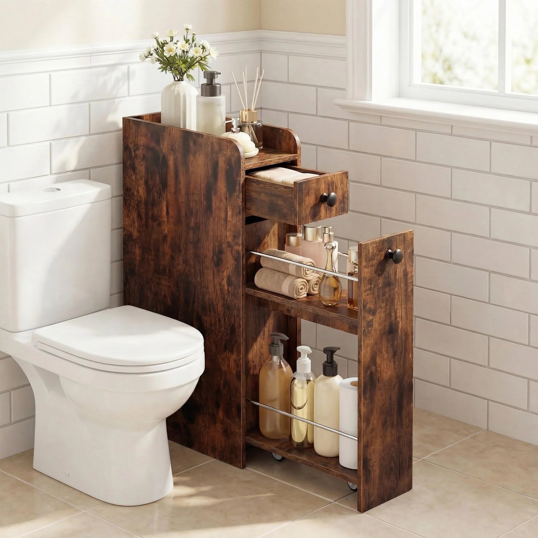 Tangkula Slim Bathroom Storage Cabinet