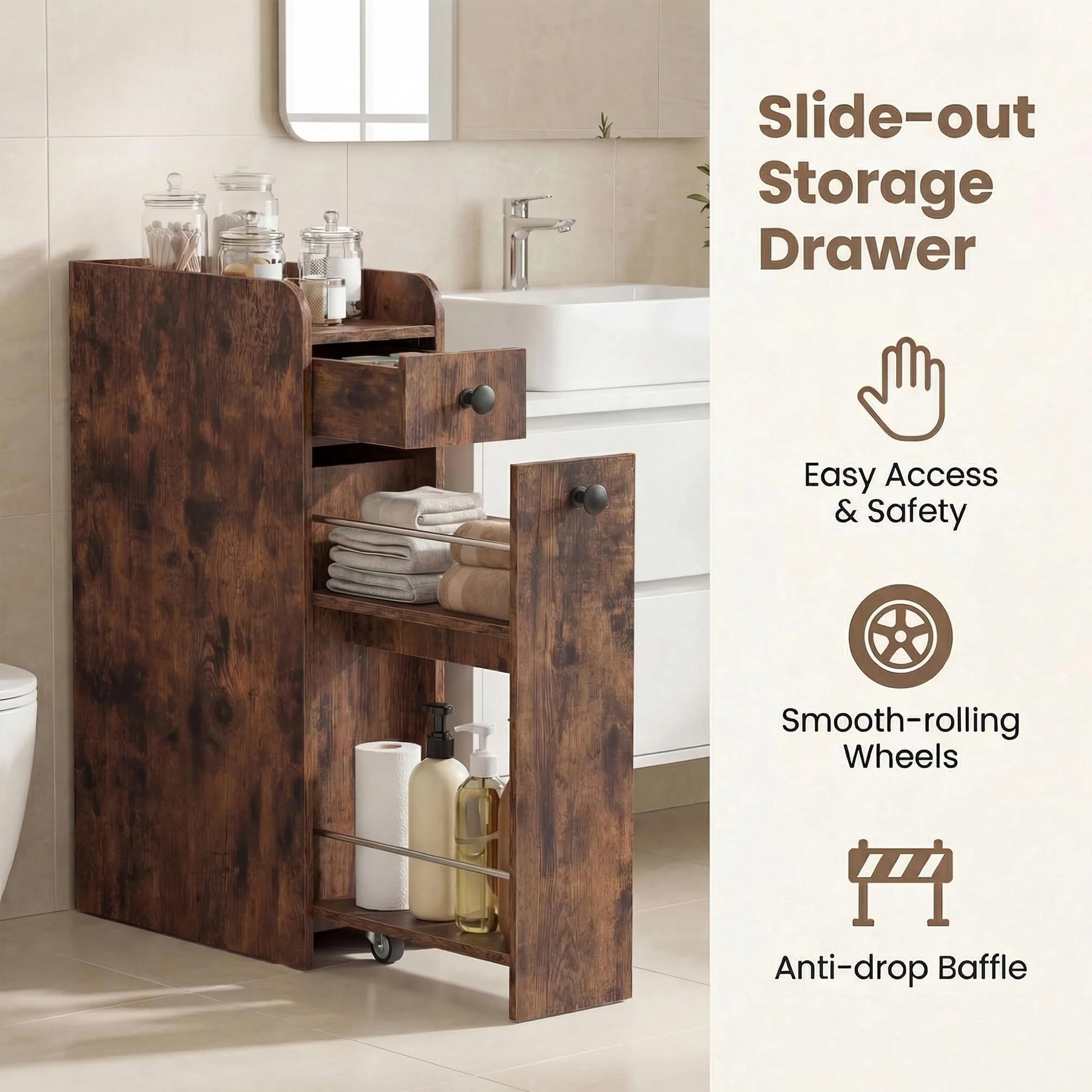 Tangkula Slim Bathroom Storage Cabinet